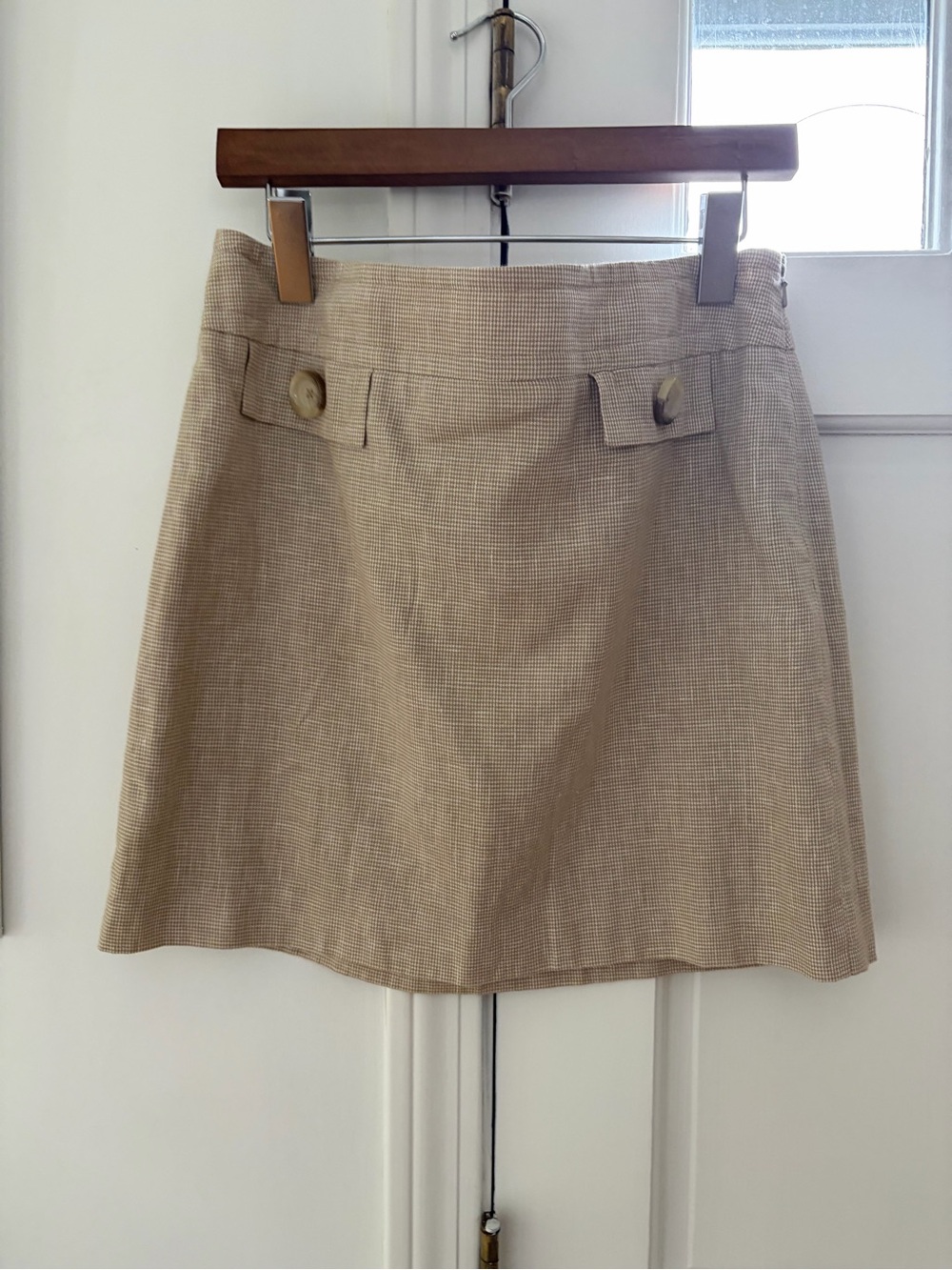 Michael Kors Beige Mini Skirt with Button Tab Detail